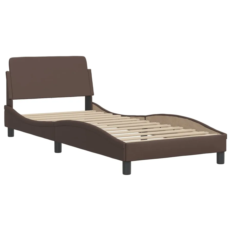 Lit Viana avec matelas marron 80x200 cm similicuir - 4