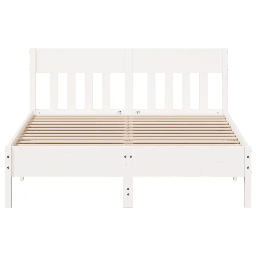 Cadre de lit sans matelas blanc 140x200 cm bois de pin massif - 4