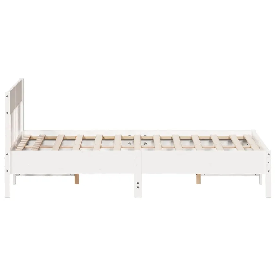 Cadre de lit sans matelas blanc 140x200 cm bois de pin massif - 5