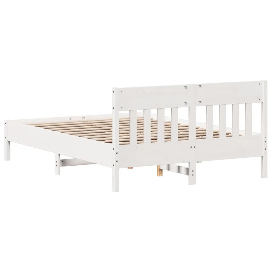 Cadre de lit sans matelas blanc 140x200 cm bois de pin massif - 6