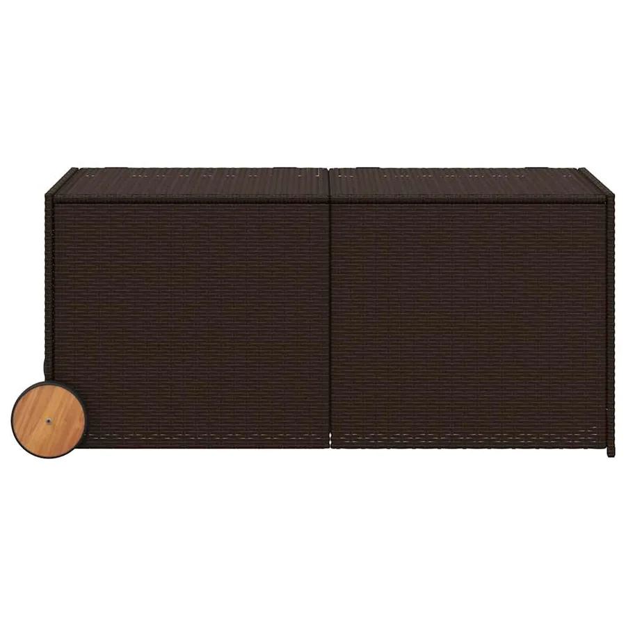 Boîte de rangement de jardin et roues marron 283L poly rotin - 4