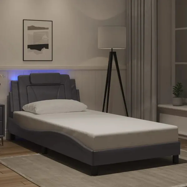 Cadre de lit Viana avec LED sans matelas gris 100x200 cm