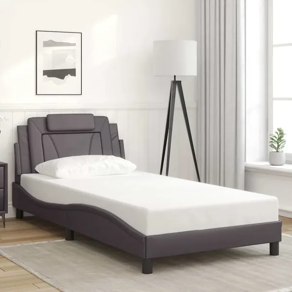 Cadre de lit Viana sans matelas gris 100x200 cm similicuir