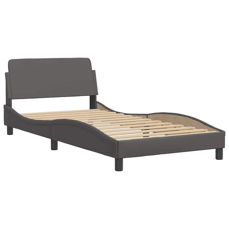 Cadre de lit Viana sans matelas gris 100x200 cm similicuir - 5