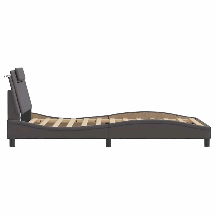 Cadre de lit Viana sans matelas gris 100x200 cm similicuir - 7