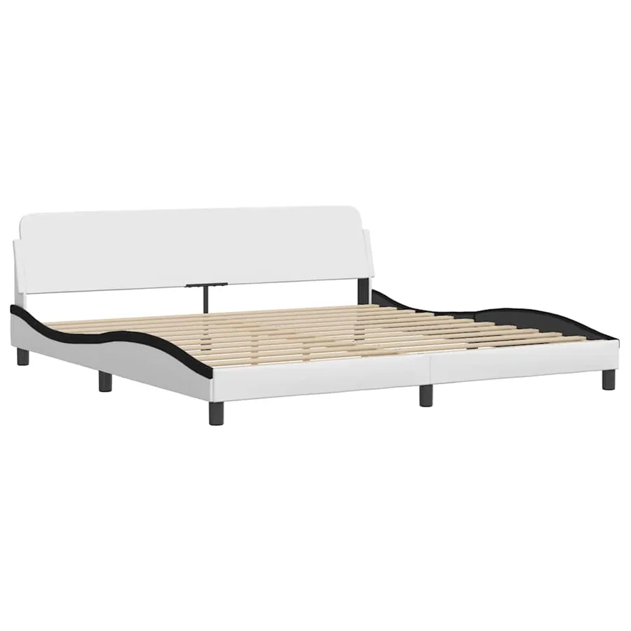 Cadre de lit sans matelas Zadar blanc et noir 200x200 cm similicuir - 7