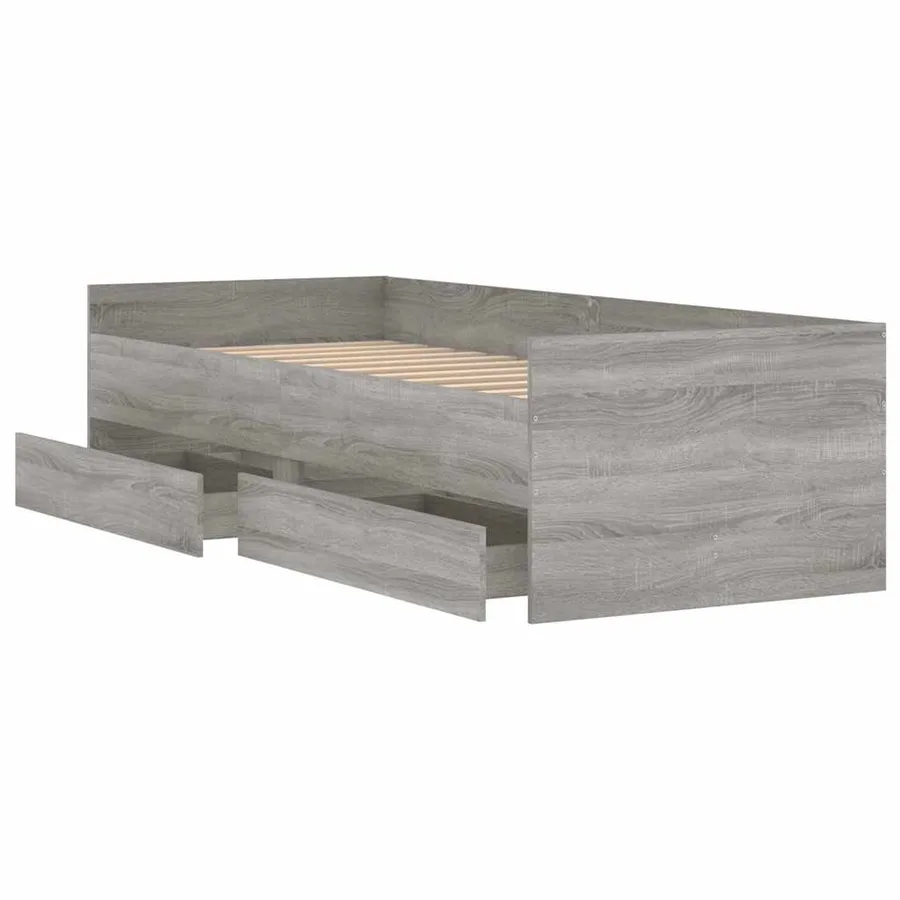 Cadre de lit avec tiroirs sans matelas sonoma gris 90x190 cm - 5