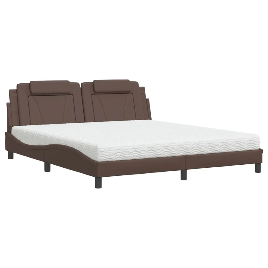 Lit Viana avec matelas marron 180x200 cm similicuir - 2