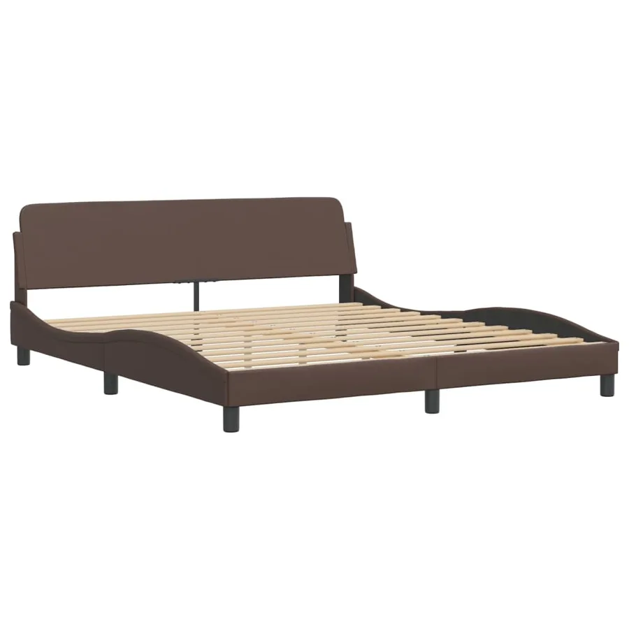 Lit Viana avec matelas marron 180x200 cm similicuir - 4