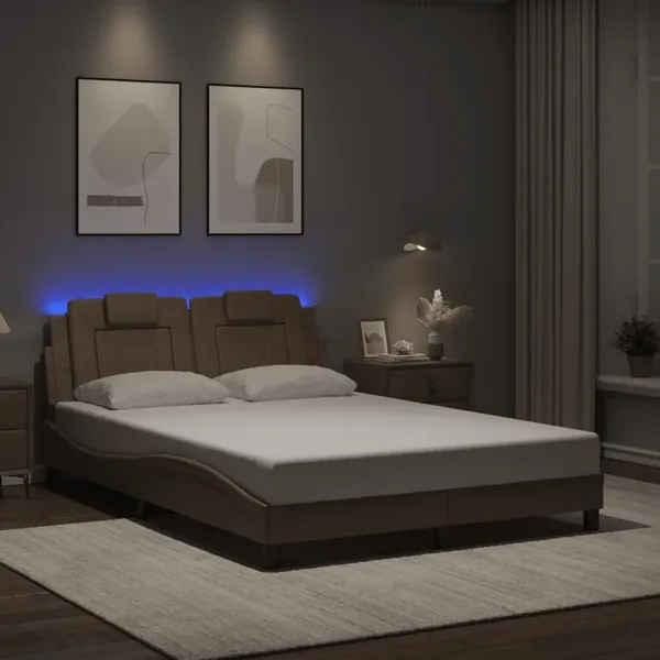 Cadre de lit Viana avec LED sans matelas cappuccino 120x200 cm