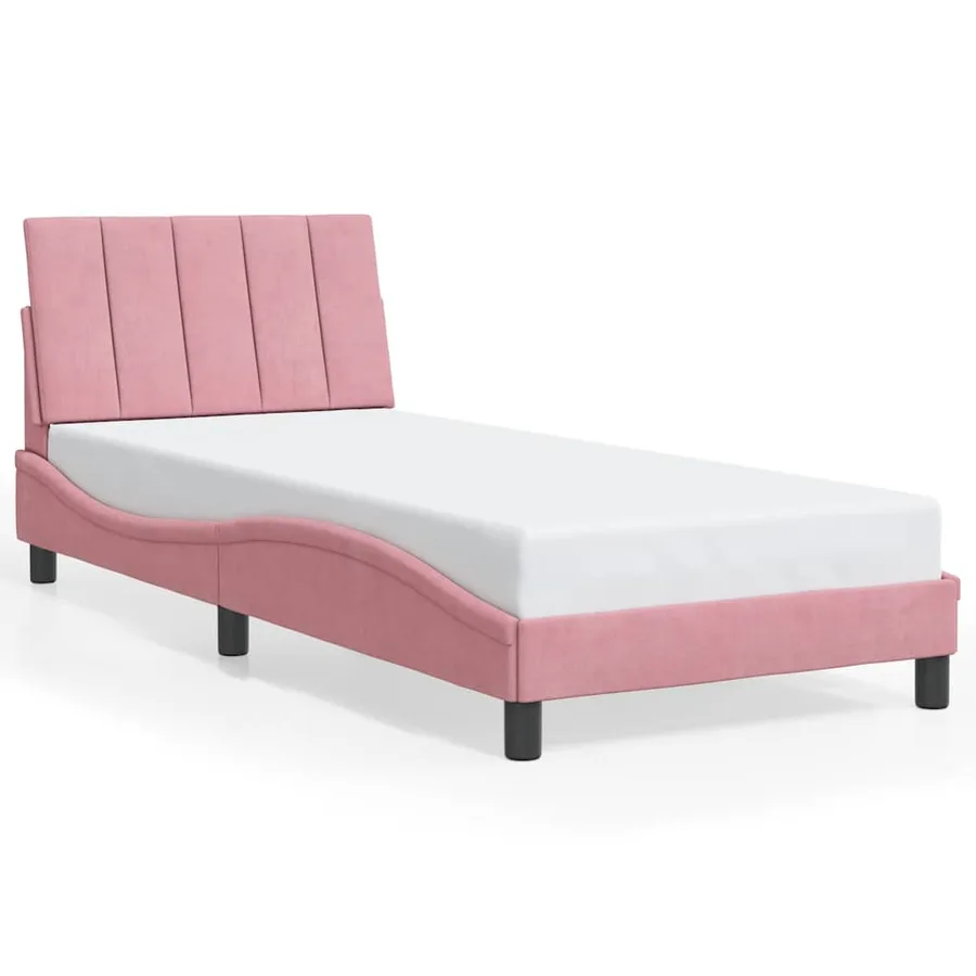 Cadre de lit sans matelas Hanko rose 90x200 cm velours - 2