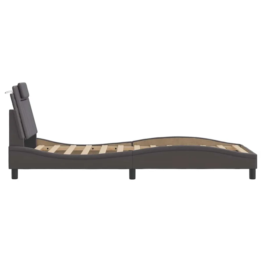 Cadre de lit Viana sans matelas gris 90x200 cm similicuir - 7