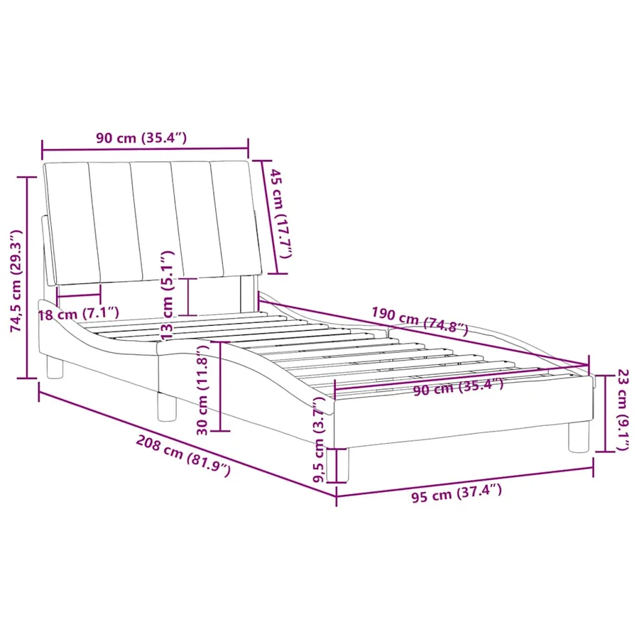 Cadre de lit sans matelas Hanko rose 90x190 cm velours - 12