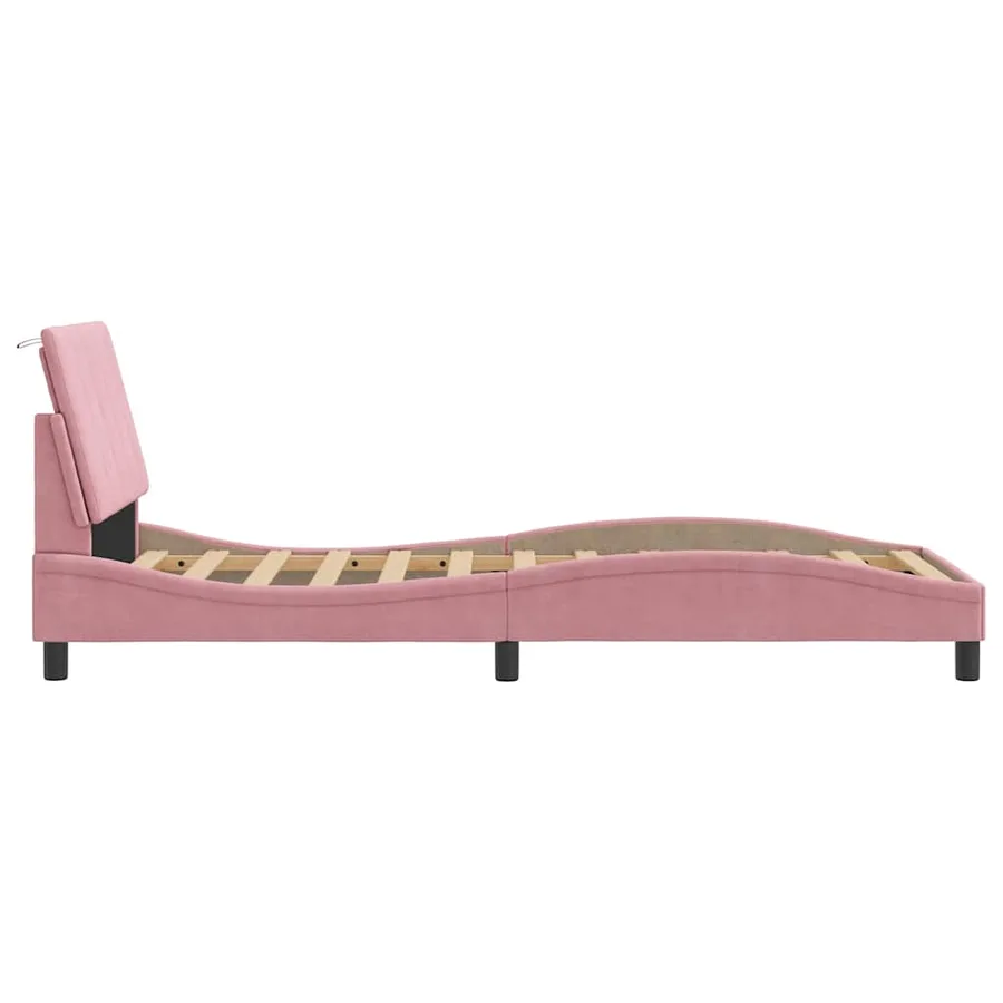 Cadre de lit sans matelas Hanko rose 90x190 cm velours - 6