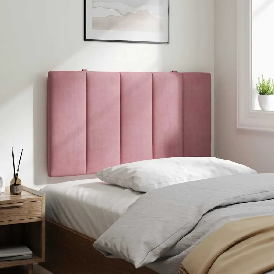 Coussin de tête de lit Hanko rose 90 cm velours - 4