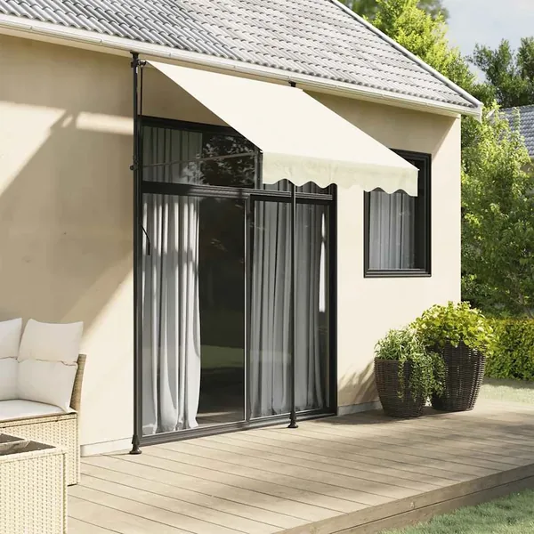 Auvent rétractable crème 200x115 cm tissu et acier