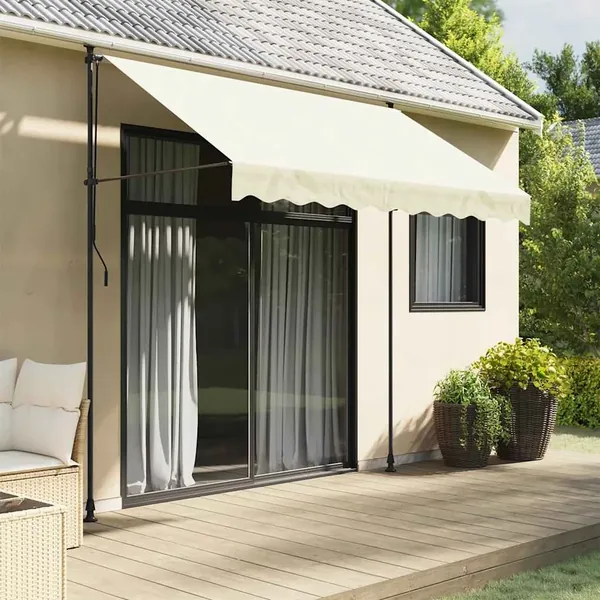 Auvent rétractable crème 300x150 m tissu et acier
