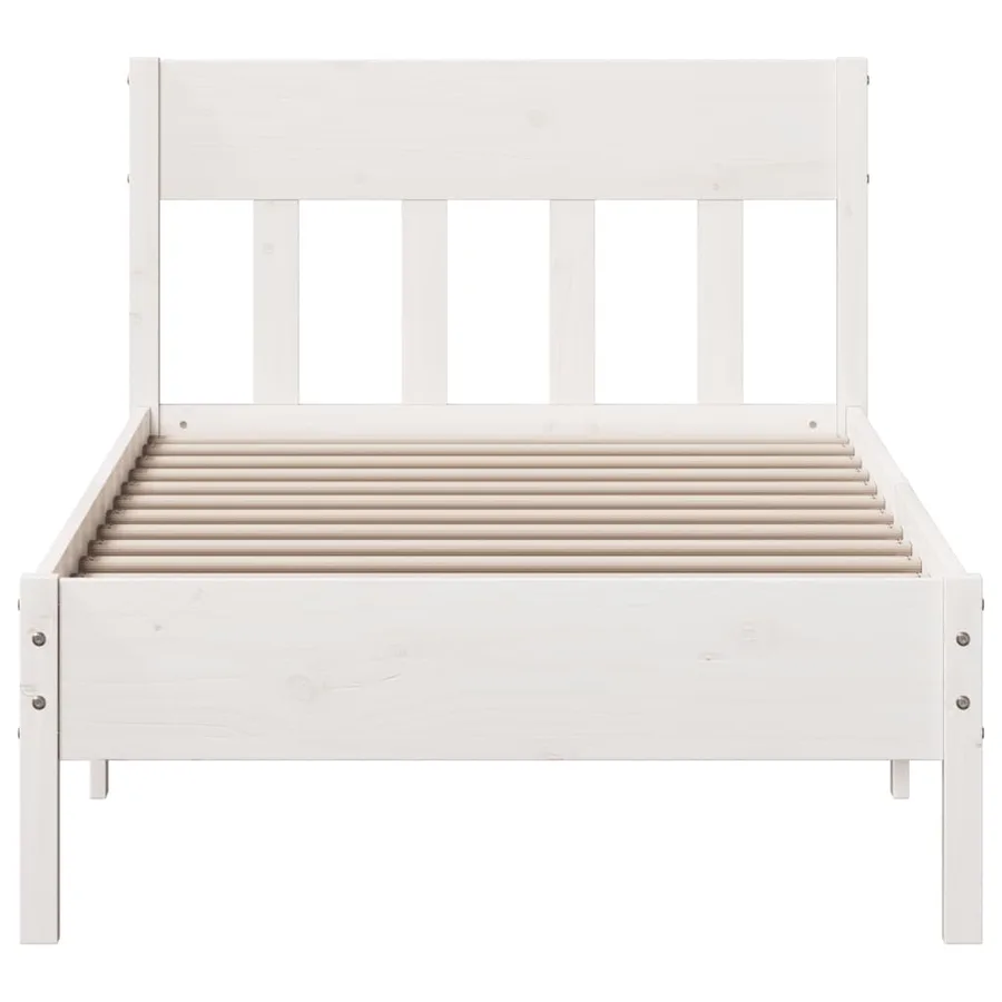 Cadre de lit sans matelas blanc 75x190 cm bois de pin massif - 4