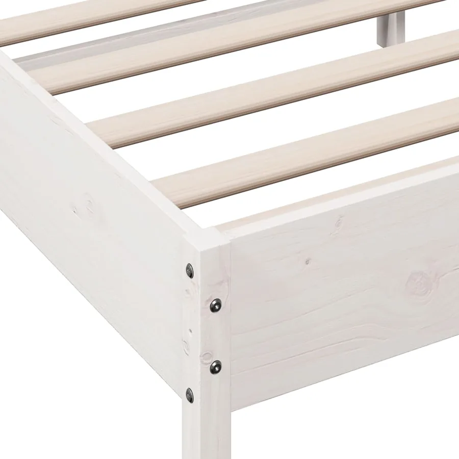 Cadre de lit sans matelas blanc 75x190 cm bois de pin massif - 7