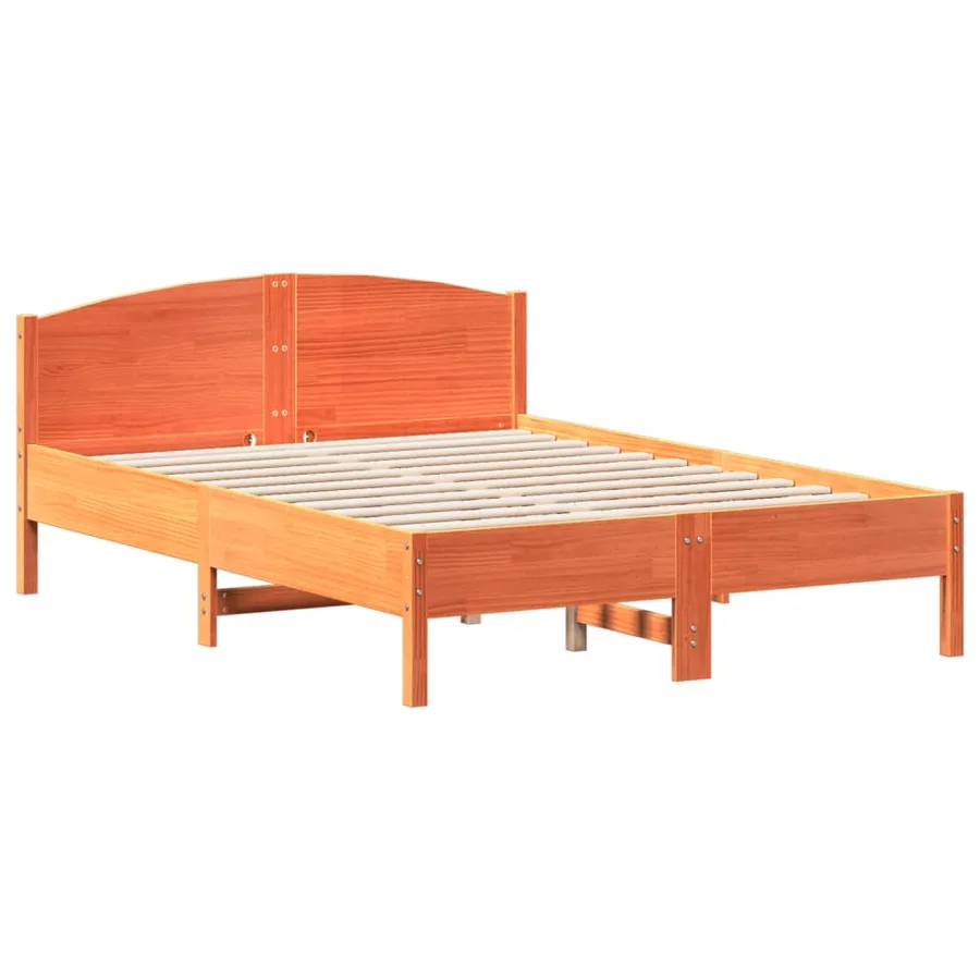 Cadre de lit sans matelas cire marron 120x190cm bois pin massif - 2
