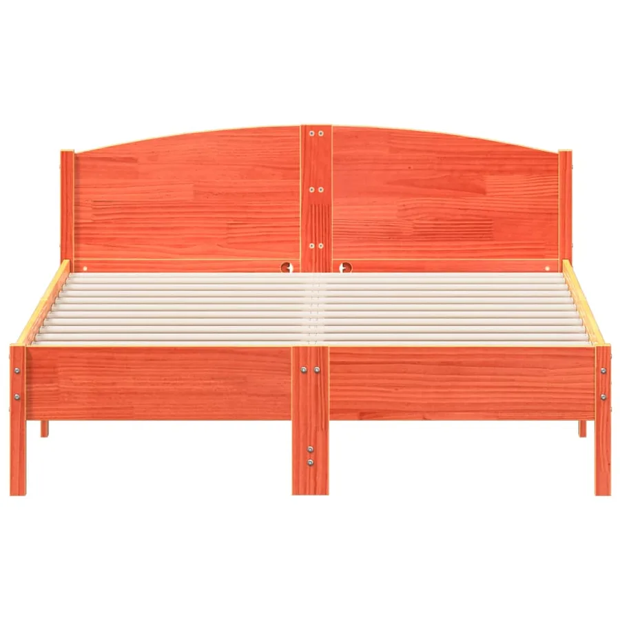 Cadre de lit sans matelas cire marron 140x200cm bois pin massif - 4