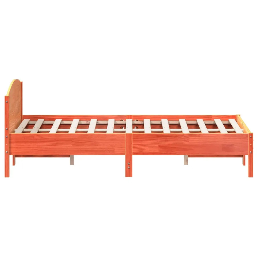 Cadre de lit sans matelas cire marron 140x200cm bois pin massif - 5