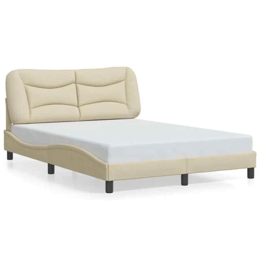 Cadre de lit avec LED sans matelas Hvar crème 120x200 cm tissu - 5