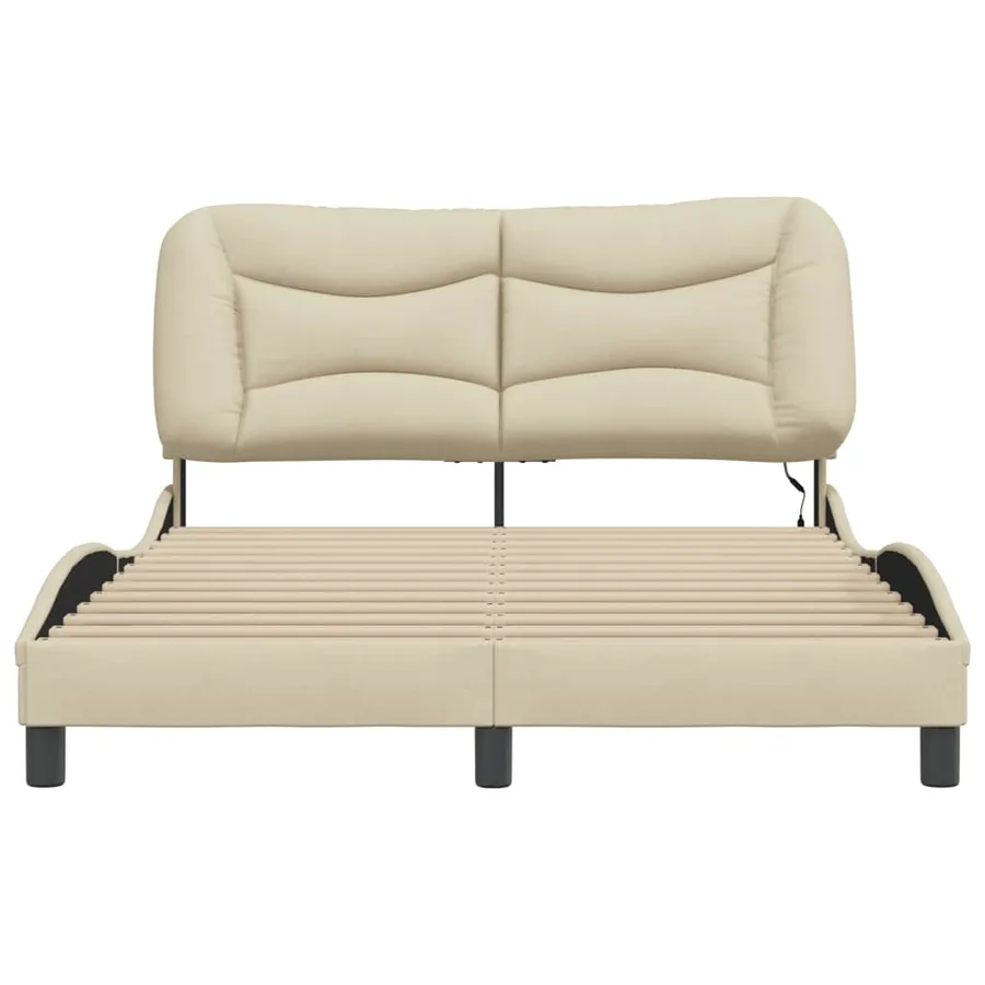 Cadre de lit avec LED sans matelas Hvar crème 120x200 cm tissu - 6