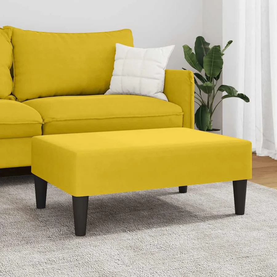 Repose-pied jaune 77x55x31 cm velours - 3
