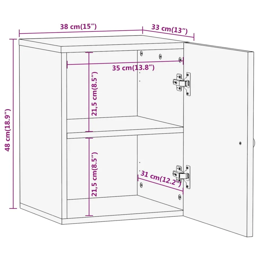 Armoire de salle de bain murale 38x33x48cm bois massif manguier - 10