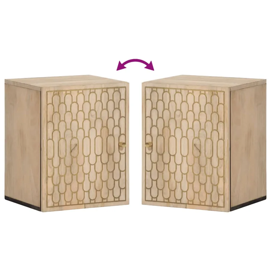 Armoire de salle de bain murale 38x33x48cm bois massif manguier - 6