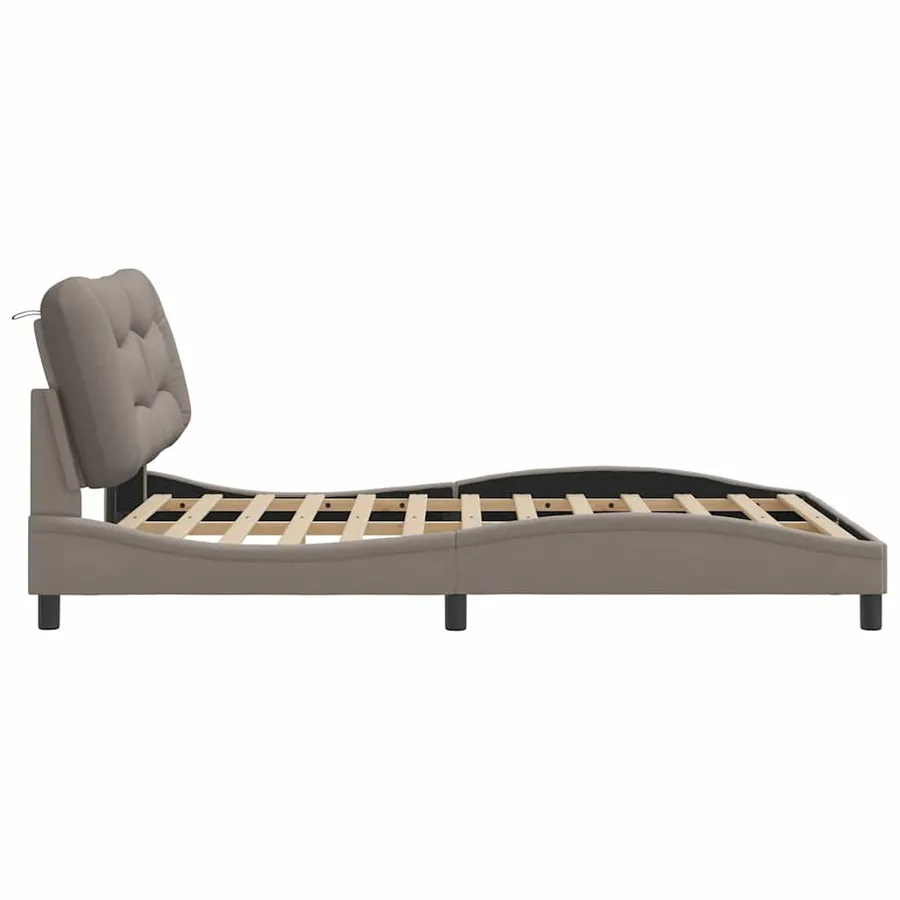 Cadre de lit sans matelas Hvar taupe 120x200 cm tissu - 5