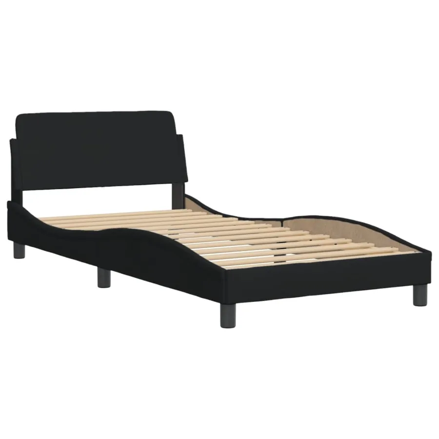 Lit avec matelas Hvar noir 100x200 cm tissu - 4