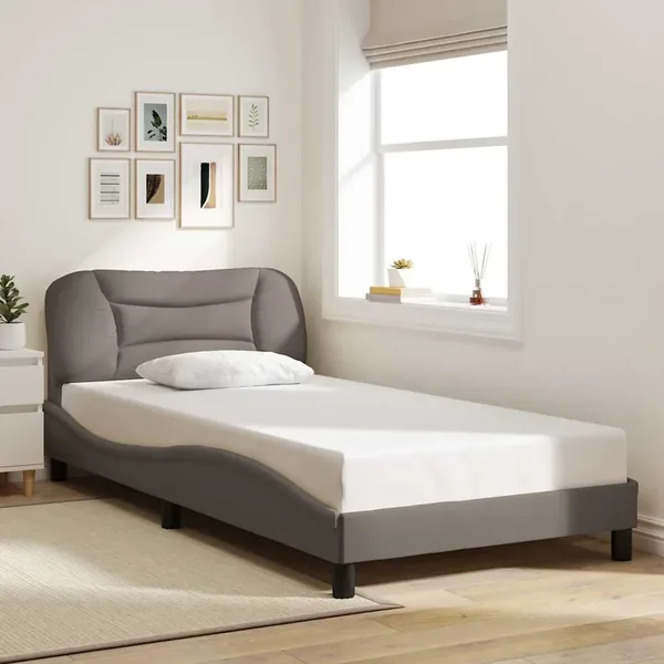 Cadre de lit sans matelas Hvar taupe 100x200 cm tissu