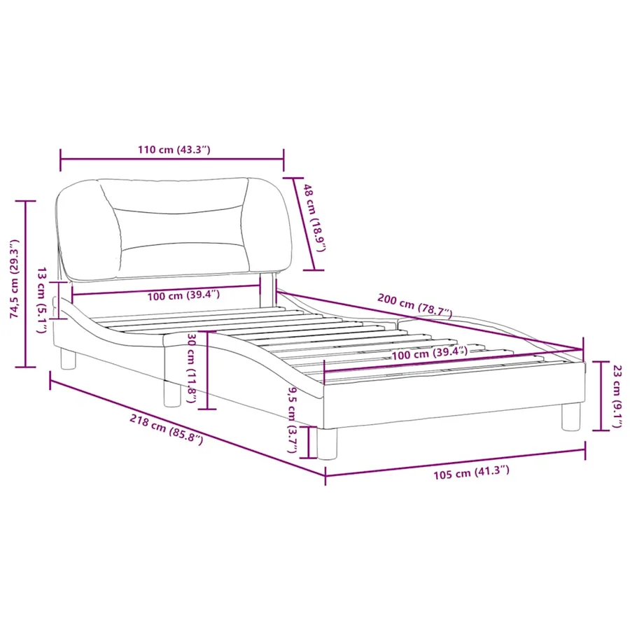 Cadre de lit sans matelas Hvar taupe 100x200 cm tissu - 12