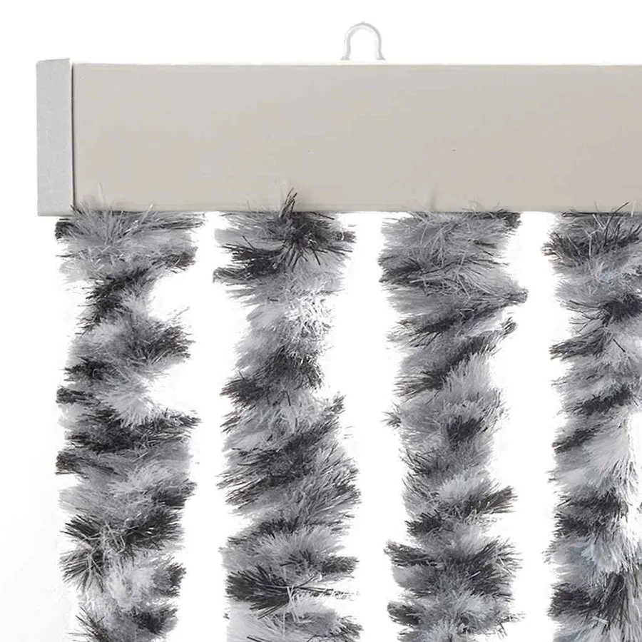 Rideau anti-mouches gris et noir et blanc 56x200 cm chenille - 4