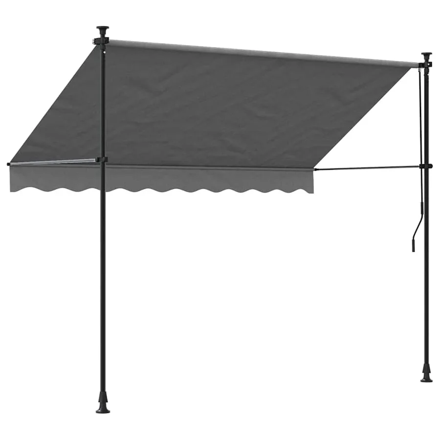Auvent rétractable anthracite 250x150 m tissu et acier - 4