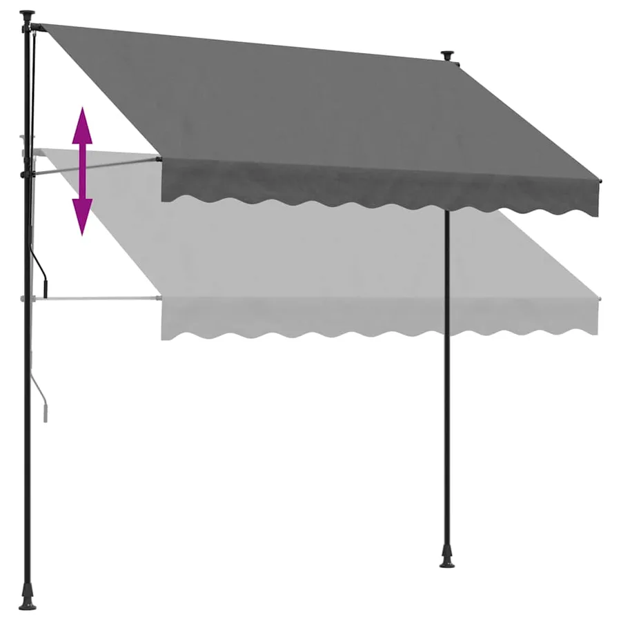 Auvent rétractable anthracite 250x150 m tissu et acier - 9