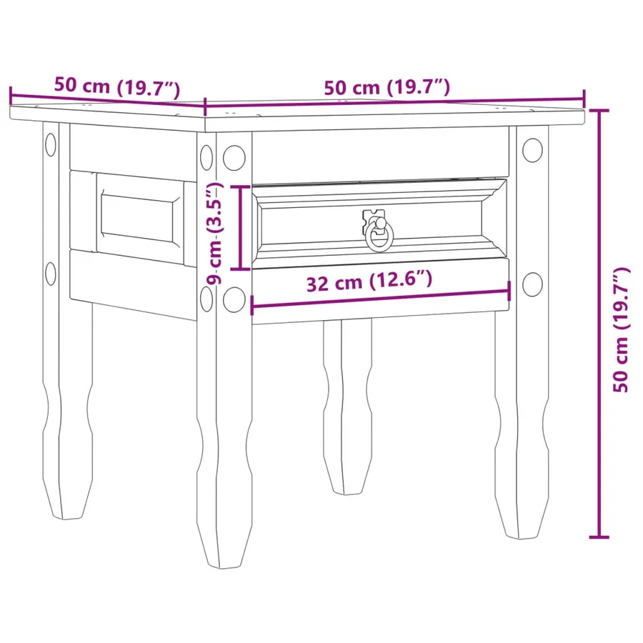Table d'appoint Corona 50x50x50 cm bois de pin massif - 9