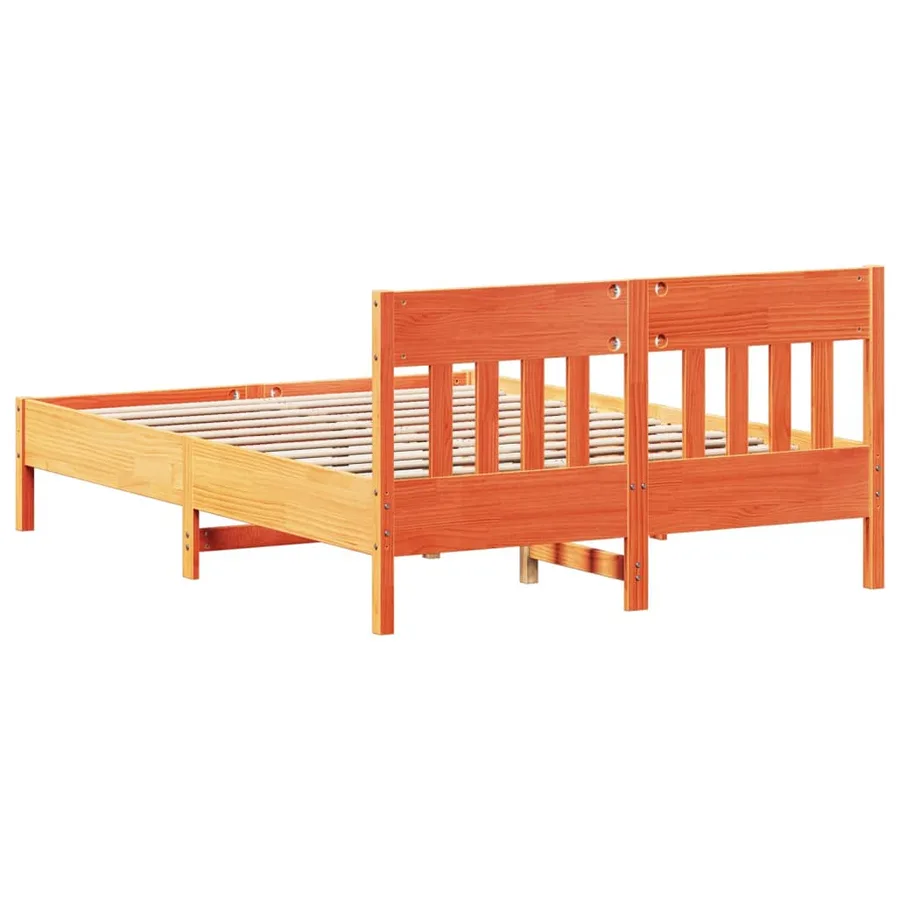 Cadre de lit sans matelas cire marron 120x200cm bois pin massif - 6