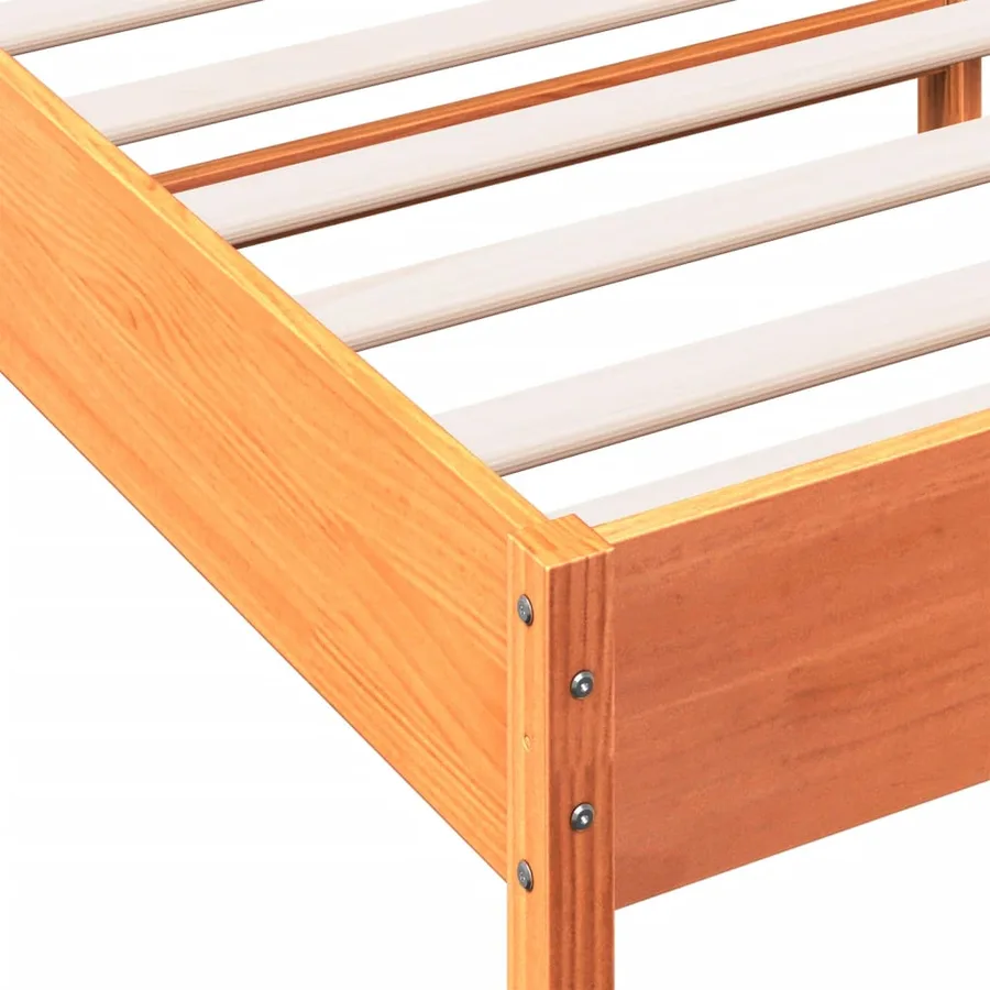 Cadre de lit sans matelas cire marron 120x200cm bois pin massif - 7
