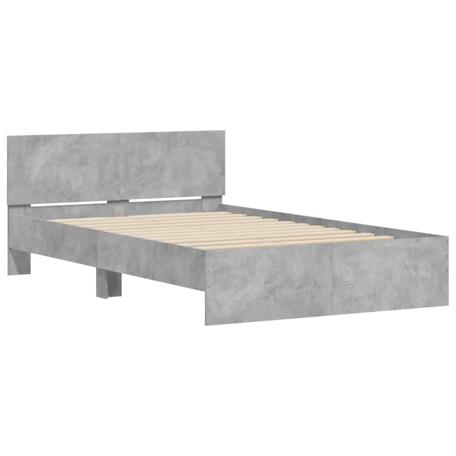 Cadre de lit avec tête de lit et LED gris béton 120x200 cm - 6