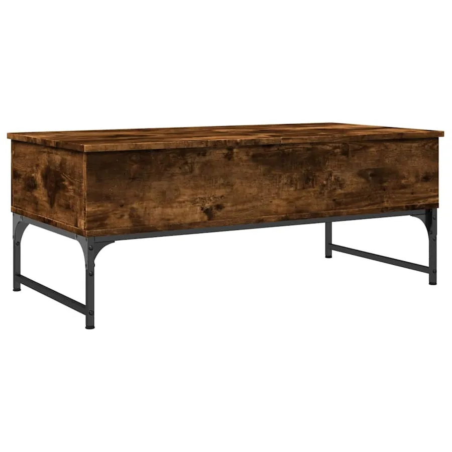 Table basse chêne fumé 100x50x40 cm bois d'ingénierie et métal - 2