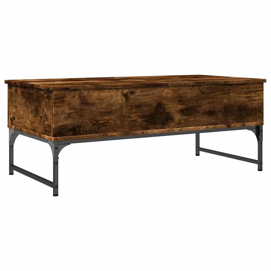 Table basse chêne fumé 100x50x40 cm bois d'ingénierie et métal - 7