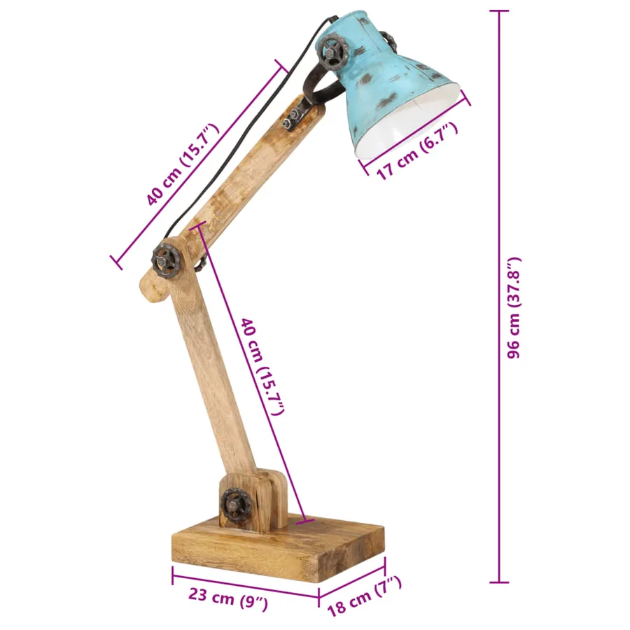 Lampe de bureau 25 W bleu délavé 23x18x96 cm E27 - 10