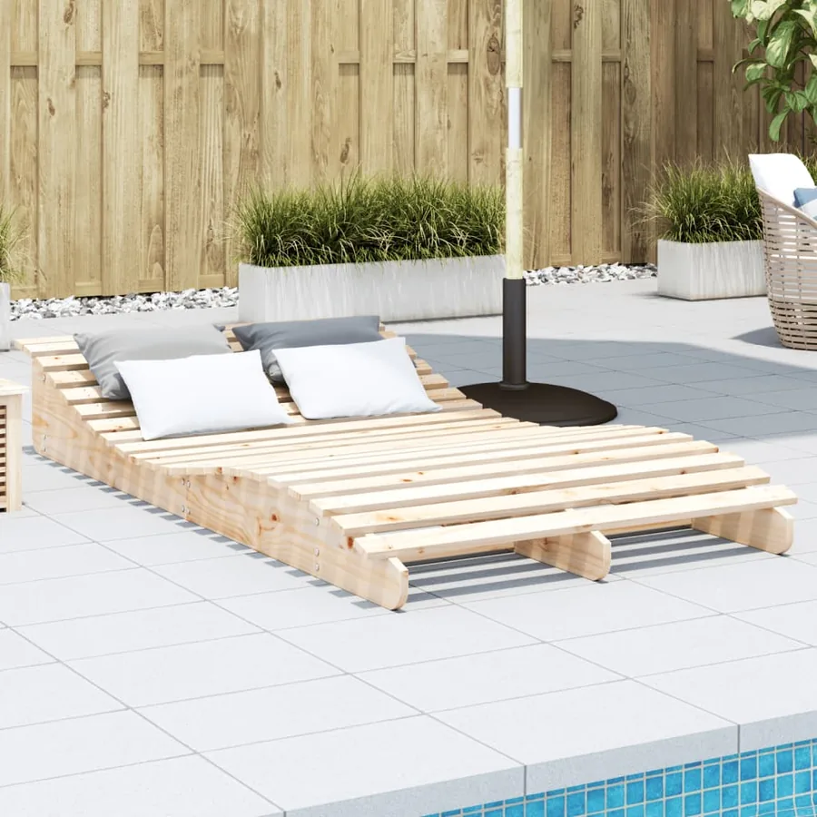Chaise longue 205x110x31,5 cm bois massif de pin