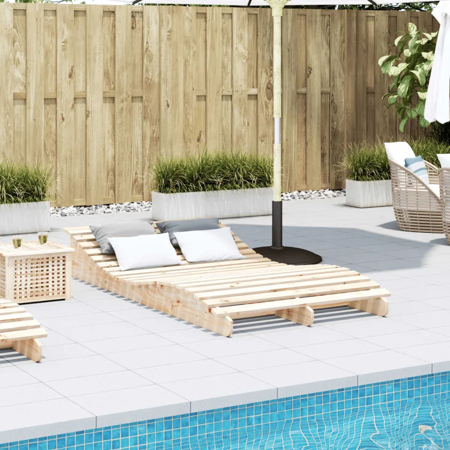 Chaise longue 205x110x31,5 cm bois massif de pin - 3