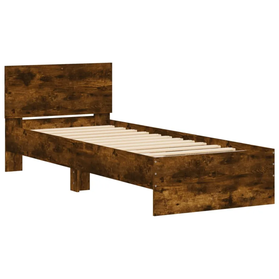 Cadre de lit sans matelas avec lumières LED chêne fumé 90x190cm - 3