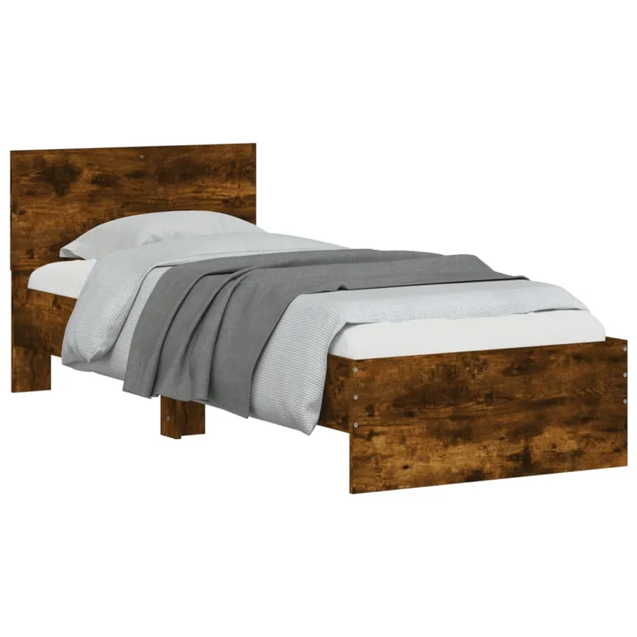 Cadre de lit sans matelas avec lumières LED chêne fumé 90x190cm - 6