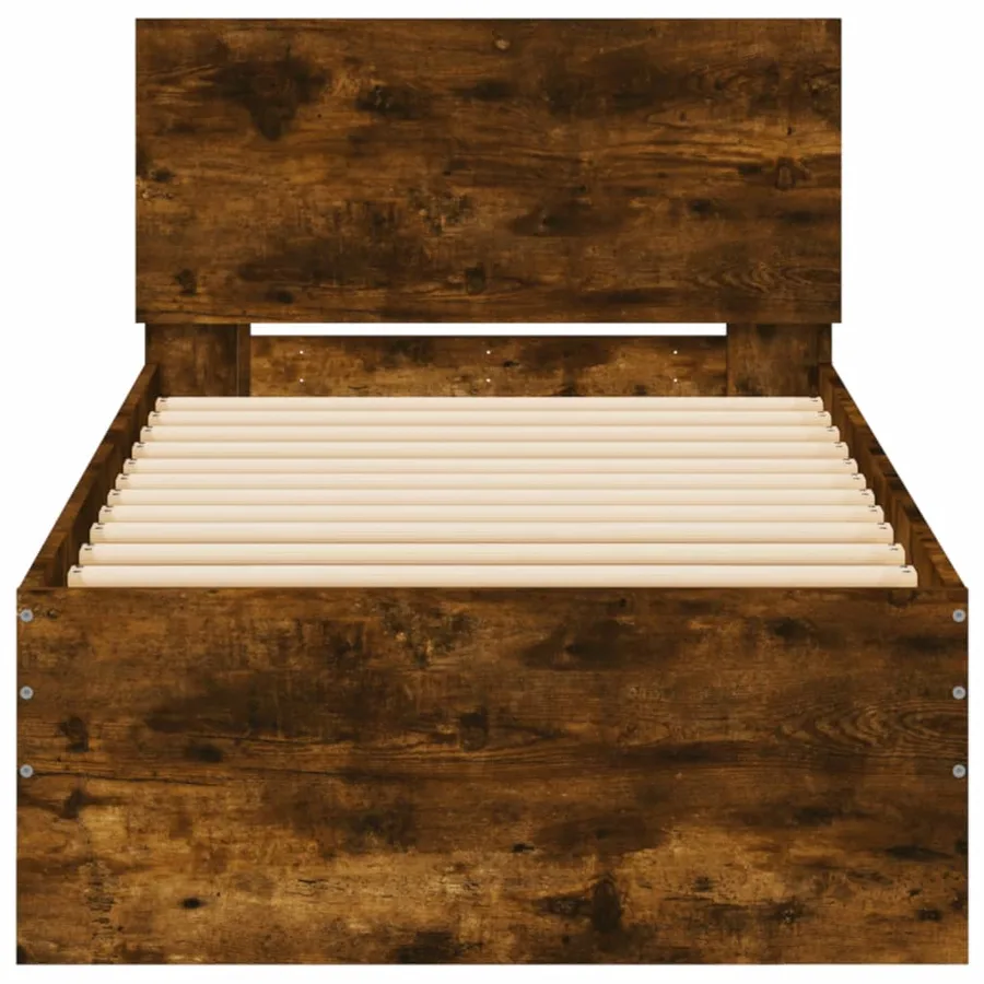 Cadre de lit sans matelas avec lumières LED chêne fumé 90x190cm - 7